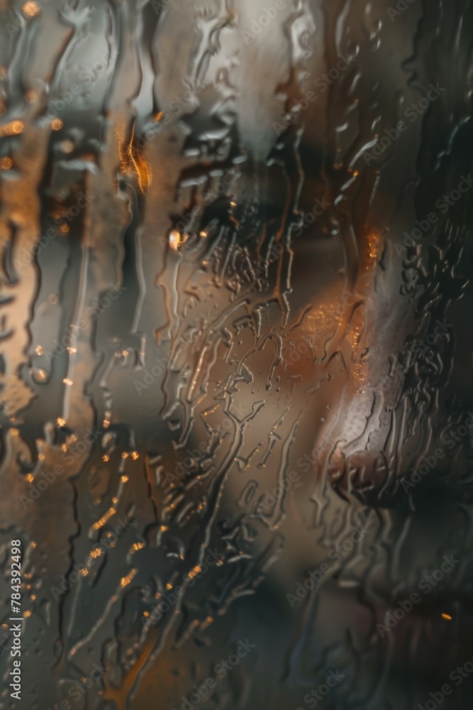 Poster close up of rain droplets on a window. great for weather or nature concepts