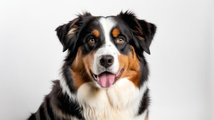   A close-up of a dog's face with its tongue out - obrazy, fototapety, plakaty