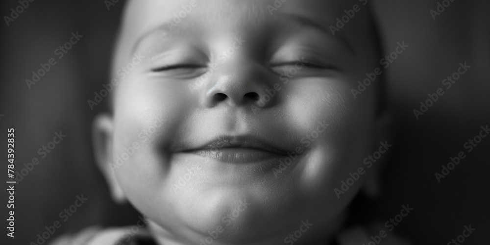 Poster close up of a child's face with eyes closed. suitable for various projects