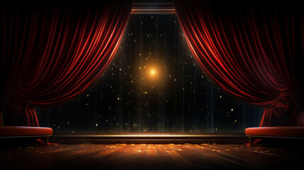 red stage curtains  high definition(hd) photographic creative image - obrazy, fototapety, plakaty