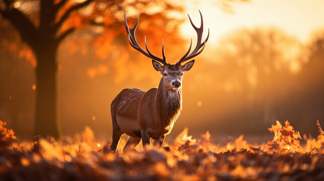 deer in sunset  high definition(hd) photographic creative image
