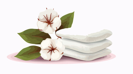 Obraz na płótnie Canvas Cotton pads and cotton flower on a white background