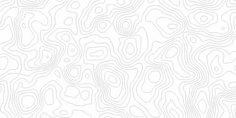 Vector geography landscape Topo contour map on white background, Topographic contour lines. Seamless pattern with lines Topographic map. Geographic mountain relief diagram line wave carve pattern. - obrazy, fototapety, plakaty