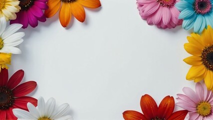 Colorful bright flowers on a light background.