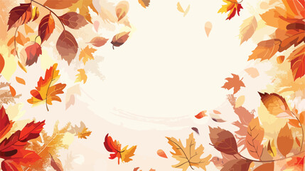 Vector card with autumn decor and square banner made