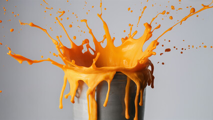 A powerful splash of yellow viscous liquid. - obrazy, fototapety, plakaty
