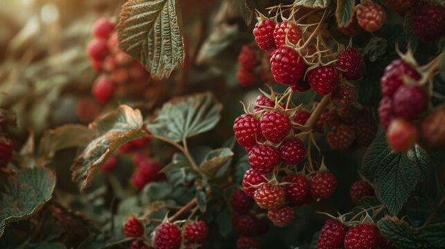 Ripe Raspberries Ready for Harvest