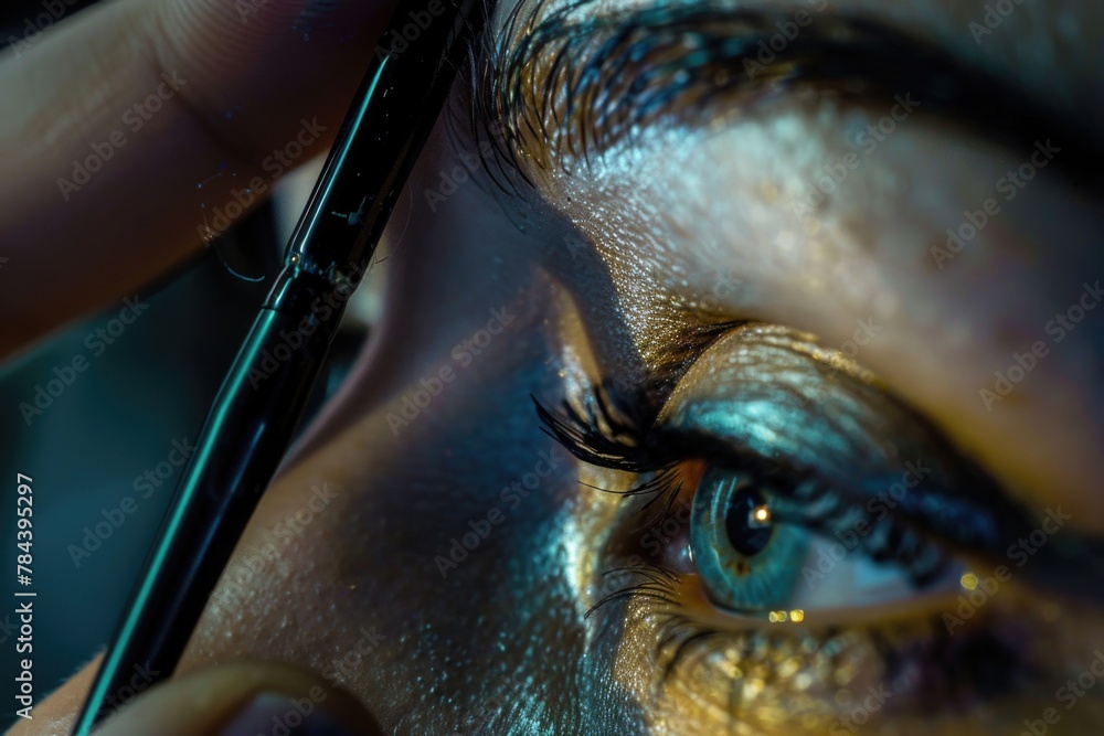 Poster Close up of a person using a pair of scissors. Suitable for various projects