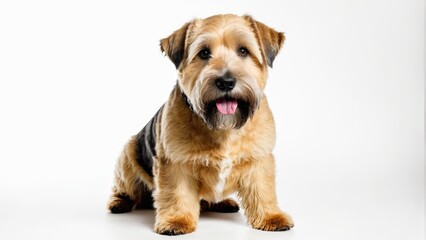 Obraz premium A tight shot of a dog against a white backdrop A black and brown canine positioned to the right