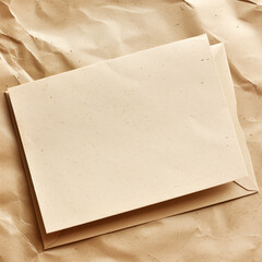 Top view of a blank craft envelope on a textured paper background, ideal for stationery design presentations.