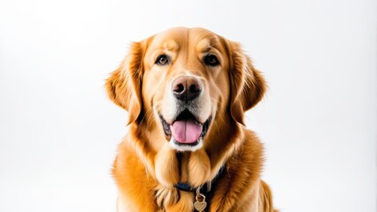   A tight shot of a dog's face showing an open mouth and extended tongue