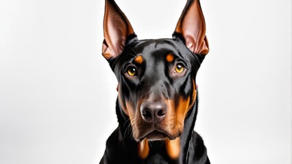   A tight shot of a dog's face, displaying its black and brown features with a distinct orange mark on its nose