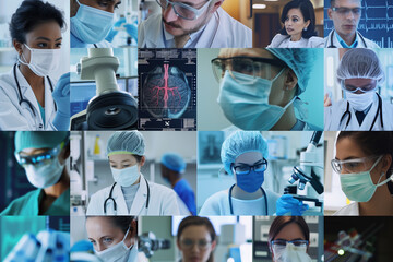 Healthcare professionals in clinical settings, ideal for medical themes.