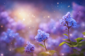 Blue lilac flowers.