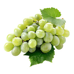 Isolated bunch of ripe green grapes on white background