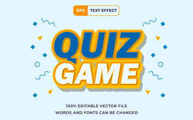 Editable Text effect Quiz Game 3D, perfect for banner education design element