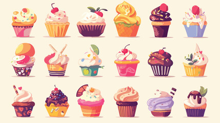 Cupcakes Clipart 2d flat cartoon vactor illustration