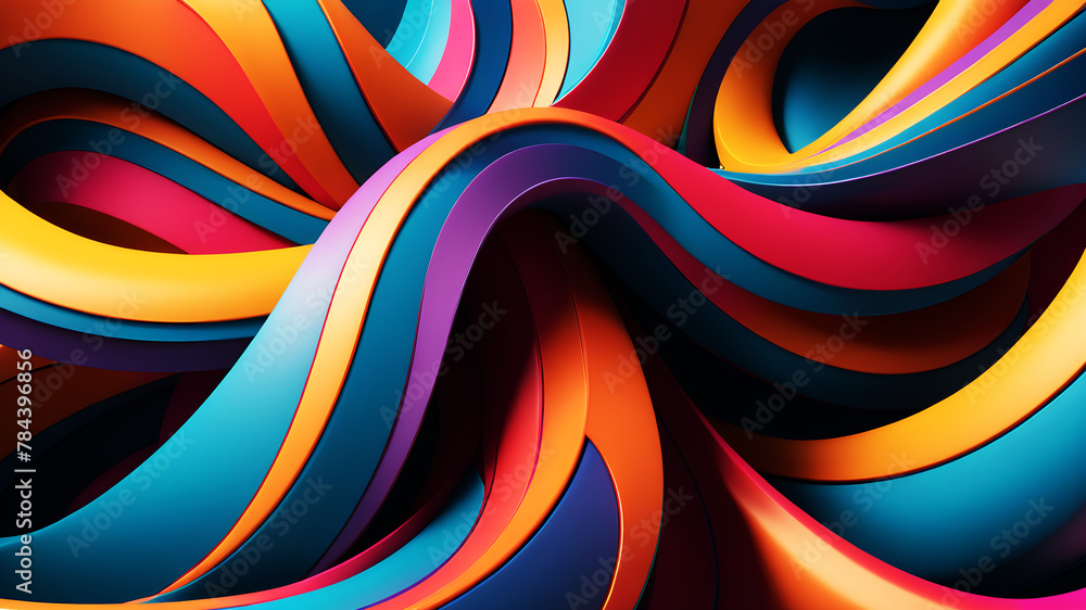 Wall mural fashion an abstract background with bold, sweeping curves and contrasting colors to create visual im