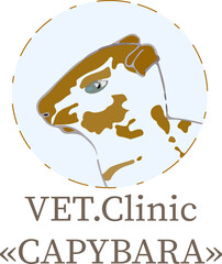 Capybara logo for veterinary clinic. Vector illustration.