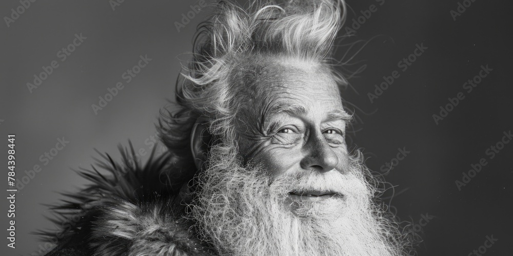Aufkleber a striking black and white image of a man with a long beard. suitable for various projects