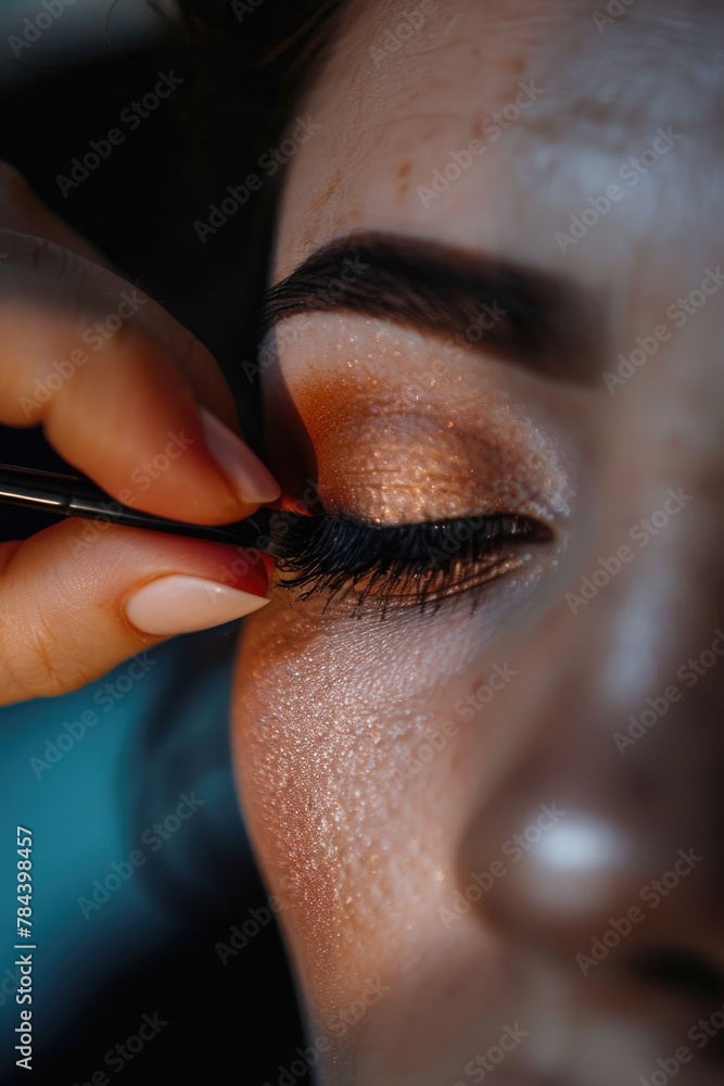 Poster Close up of a person using scissors. Perfect for illustrating concepts of cutting, crafting, or DIY projects