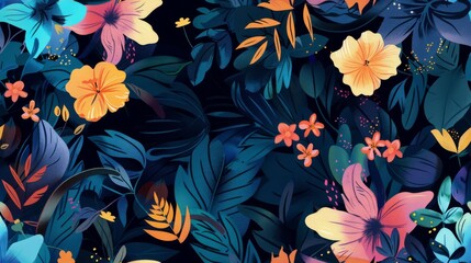 Cartoon of Vintage Florals Seamless picture