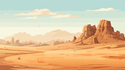 Desert near Siwa Egypt .. 2d flat cartoon vactor illustration - obrazy, fototapety, plakaty