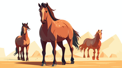 Detail horses .. 2d flat cartoon vactor illustration