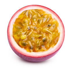 Passion fruit half isolated. Passionfruit half of maracuya isolated on white background. Passion Clipping path - 784400028