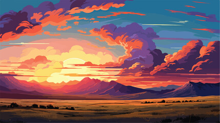 Dramatic skies at sunset in southeastern Wyoming sa - obrazy, fototapety, plakaty
