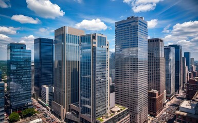 Obraz premium Skyscrapers from a low angle view