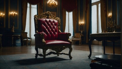 A royal chair placed alone - obrazy, fototapety, plakaty