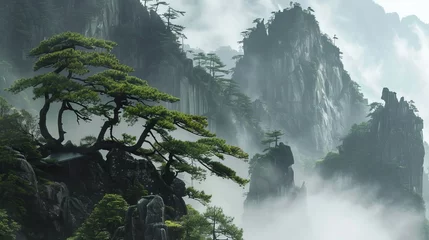 Stoff pro Meter Huang Shan Huangshan Yellow Mountain in summer China misty land(242).jpeg