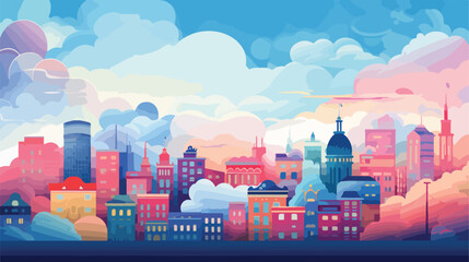 Fantastical cityscape with buildings that twist and
