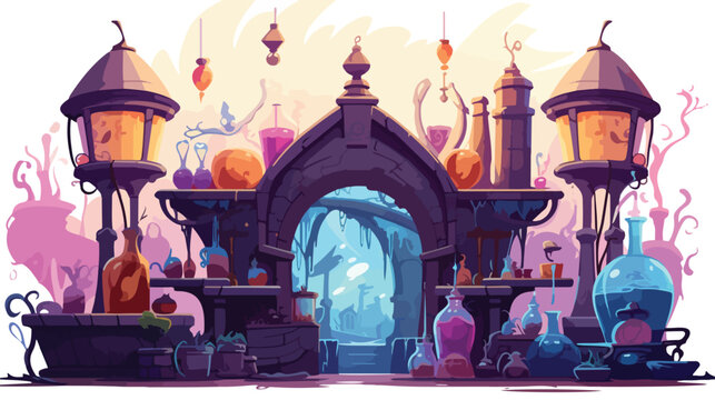 Fantastical potion shop selling elixirs for every a