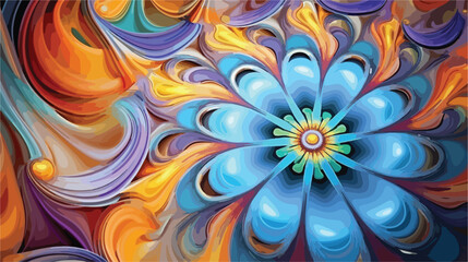 Fototapeta na wymiar Fantasy chaotic colorful fractal pattern. Abstract