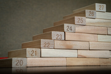 wooden blocks numbering of year 2020, 2021, 2022, 2023, 2024, 2025.... the concept of progress on...
