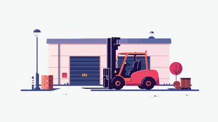 Vector Graphics Of A Forklift In Front Of A Storage 