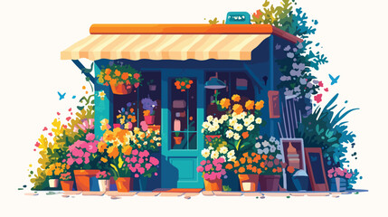 Flower shop clipart 2d flat cartoon vactor illustration