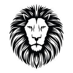 Black and White Lion Vector Silhouette.