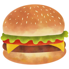 Watercolor painting of a hamburger