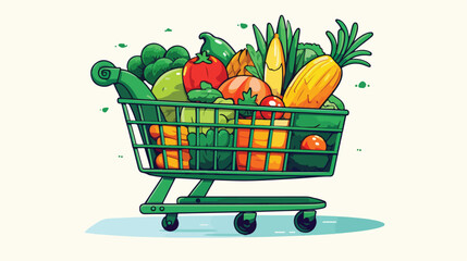 Full package of groceries on a white background 2d