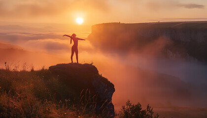Fototapeta premium stretching in the sunrise