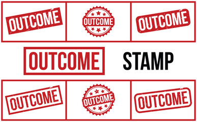 Outcome Stamp. Red Outcome Rubber grunge Stamp set
