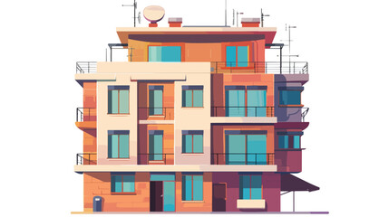 Vector illustration of facade multistorey apartment