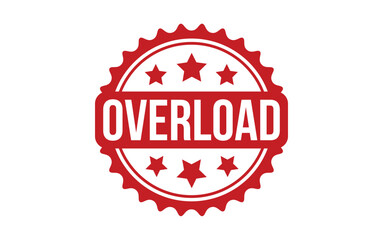 Overload Stamp. Red Overload Rubber grunge Stamp
