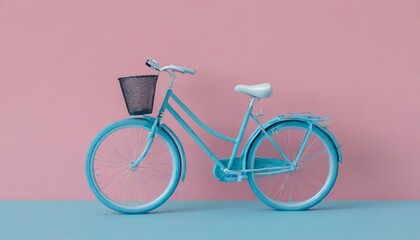 Pastel Dreams: Blue Bicycle on Pink Canvas"