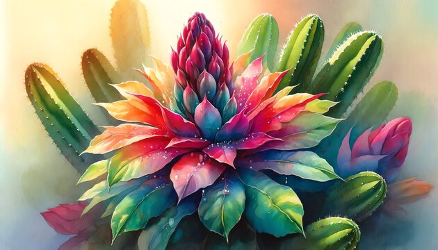 Watercolor Painting of a Thanksgiving Cactus