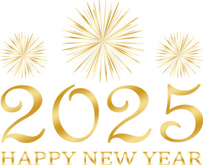 happy new year 2025 - golden design, golden fireworks
