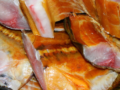 smoked balyk from silver carp or Chinese carp in large pieces
